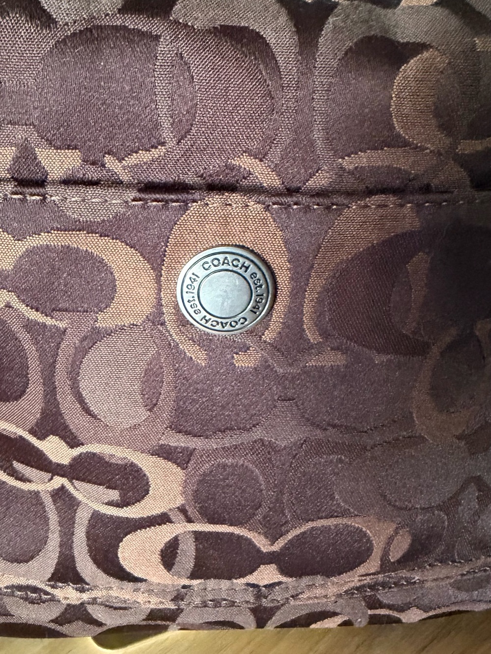 Coach Brown Signature Jacquard Hobo Turn-lock Suede Corners and Bottom Bag - Picture 2 of 15